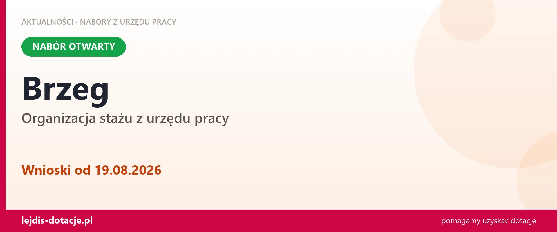 Brzeg: trwa nabór na organizację stażu (19 sierpnia 2026)