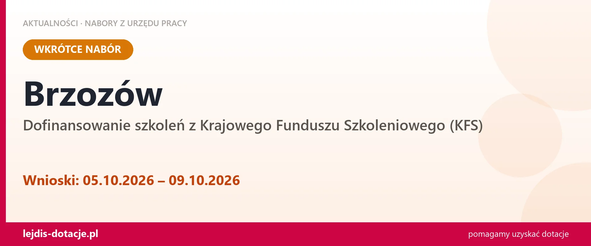 Brzozów: od 05.10.2026 rusza nabór na dofinansowanie szkoleń z KFS (5 października 2026)