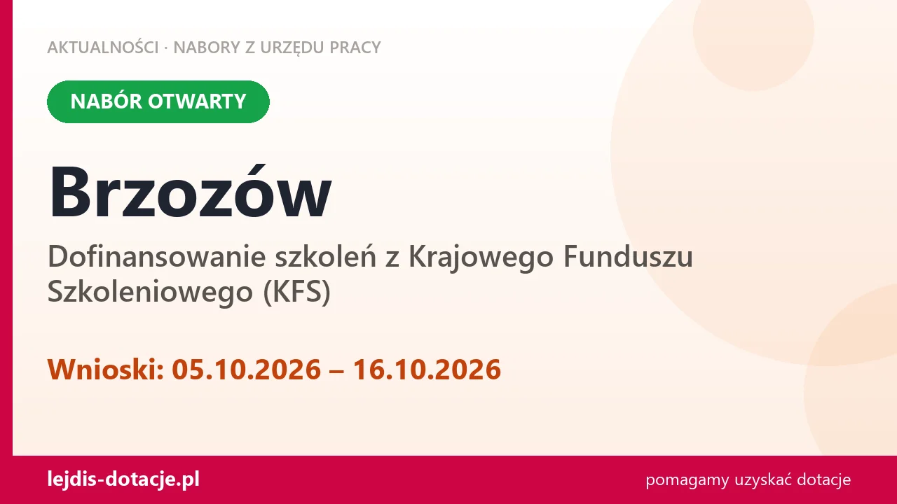 Brzozów: trwa nabór na dofinansowanie szkoleń z KFS (5 października 2026)