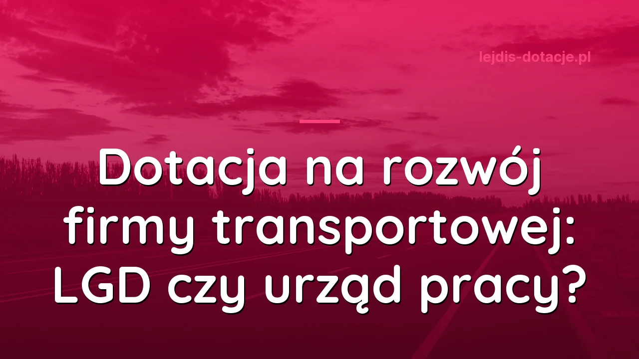 Dotacja na rozwój firmy transportowej: LGD czy urząd pracy?