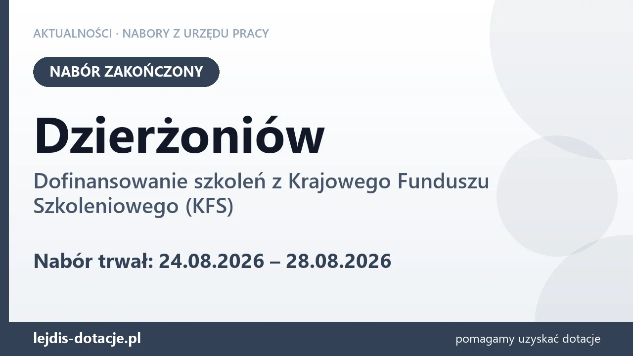 Dzierżoniów: nabór na dofinansowanie szkoleń z KFS zakończony (28 sierpnia 2026)