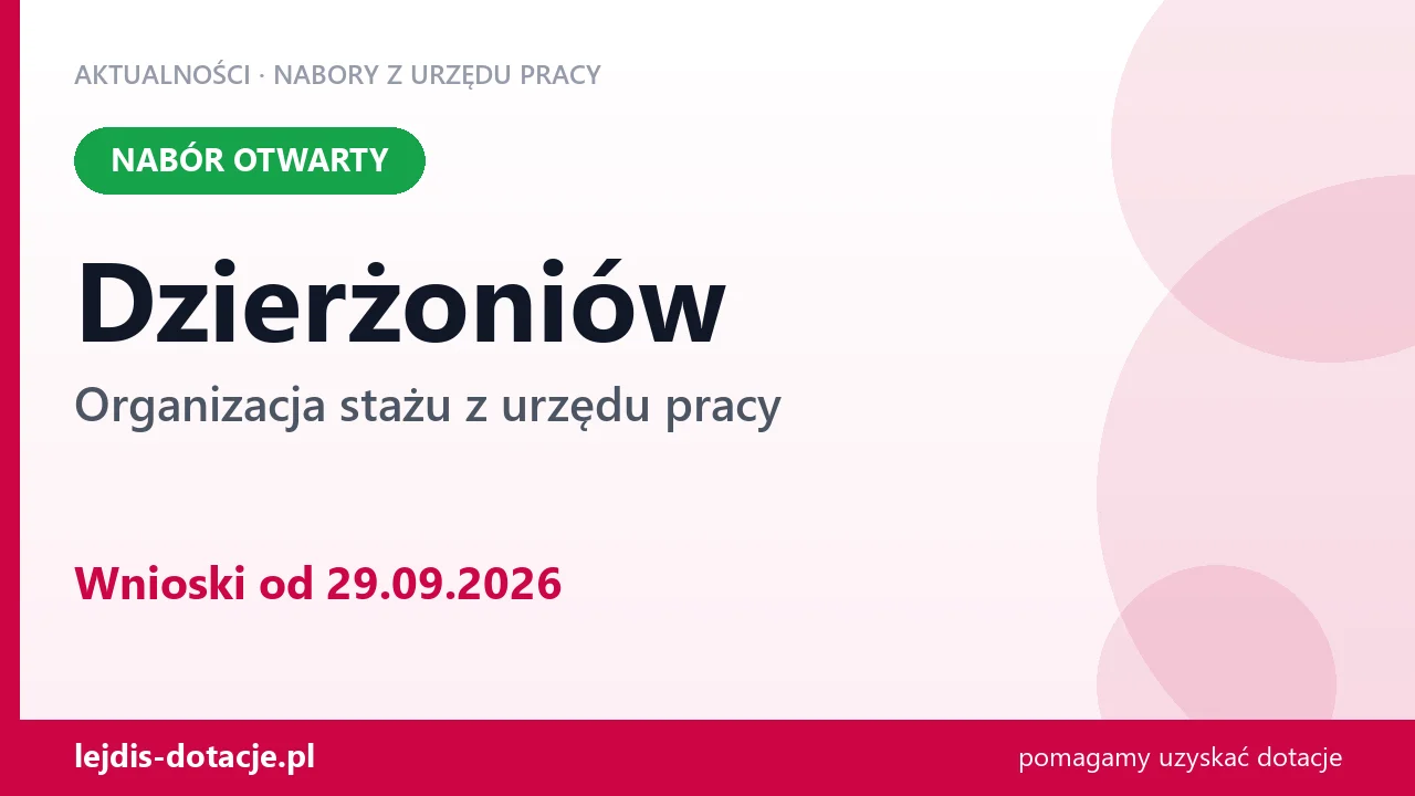 Dzierżoniów: trwa nabór na organizację stażu (29 września 2026)