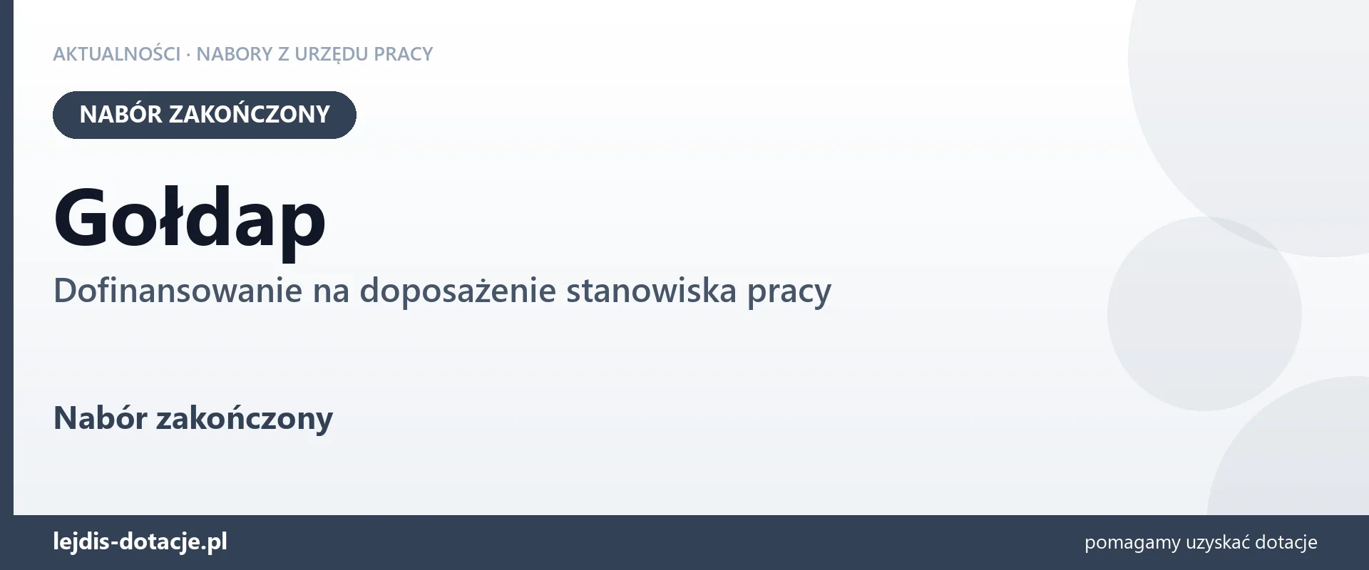 Gołdap: nabór na dofinansowanie na doposażenie stanowiska pracy zakończony (31 sierpnia 2026)