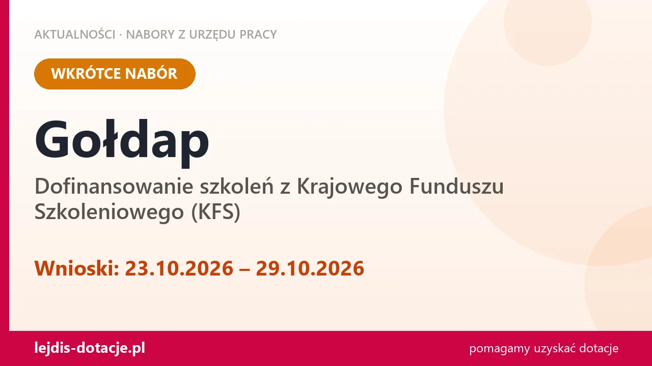 Gołdap: od 23.10.2026 rusza nabór na dofinansowanie szkoleń z KFS (23 października 2026)