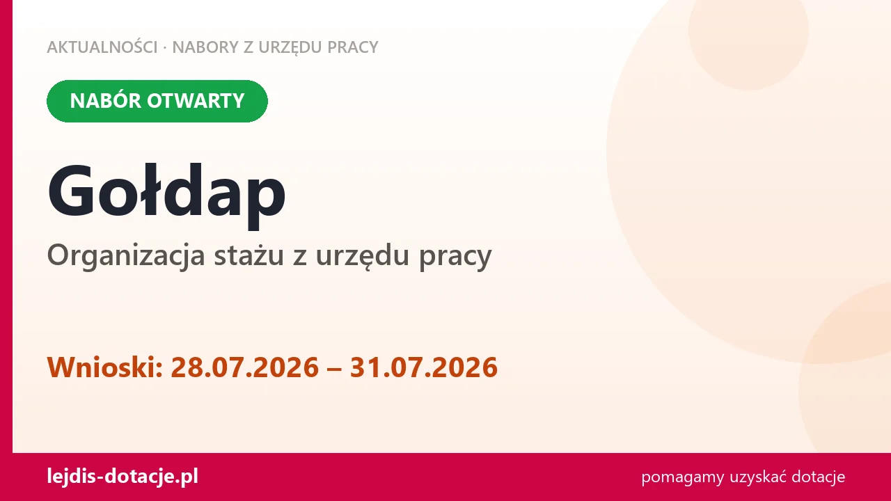Gołdap: trwa nabór na organizację stażu (28 lipca 2026)