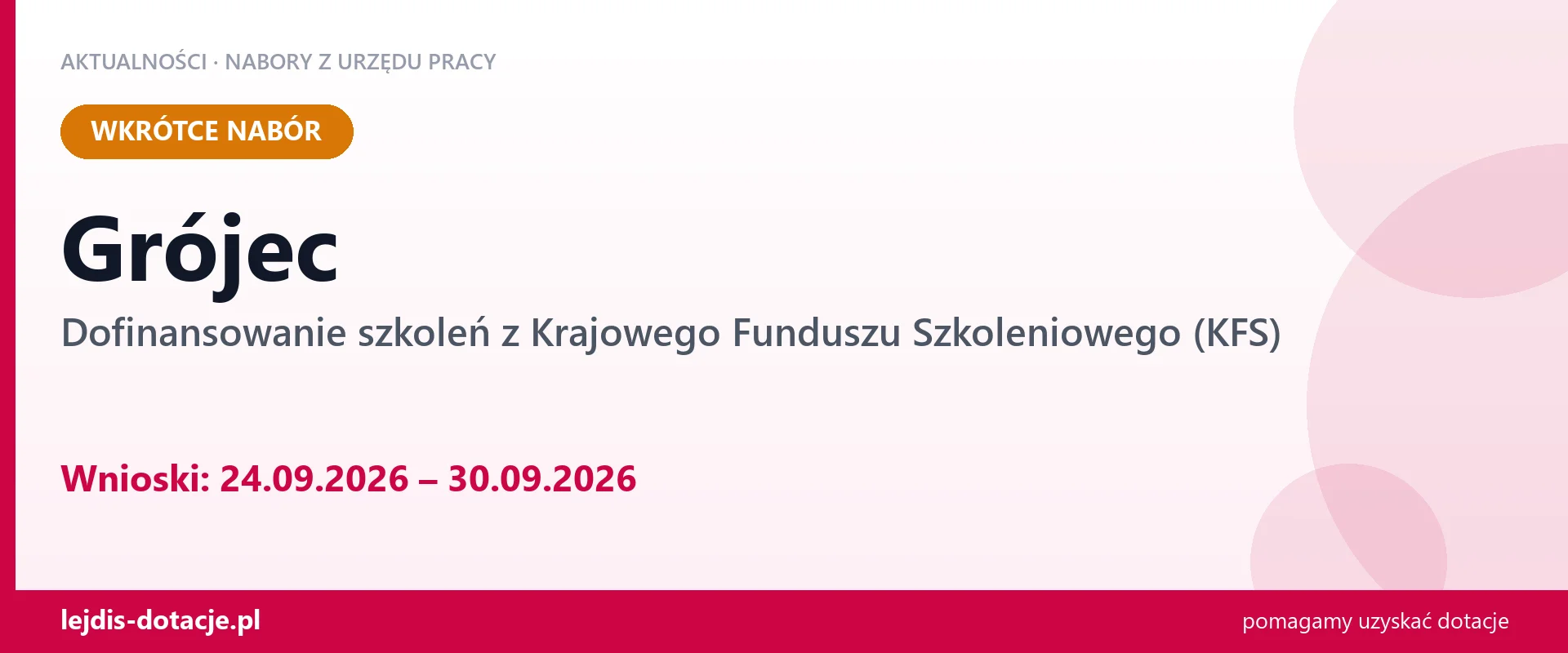 Grójec: od 24.09.2026 rusza nabór na dofinansowanie szkoleń z KFS (24 września 2026)