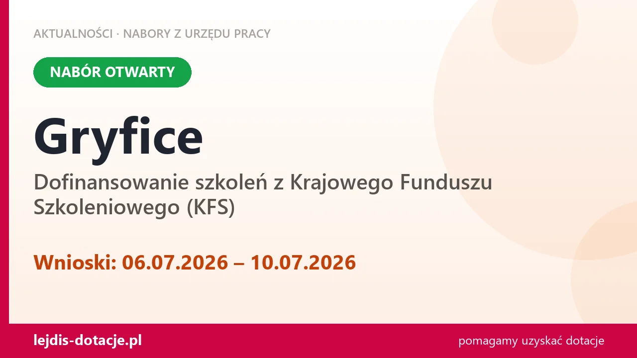 Gryfice: trwa nabór na dofinansowanie szkoleń z KFS (6 lipca 2026)
