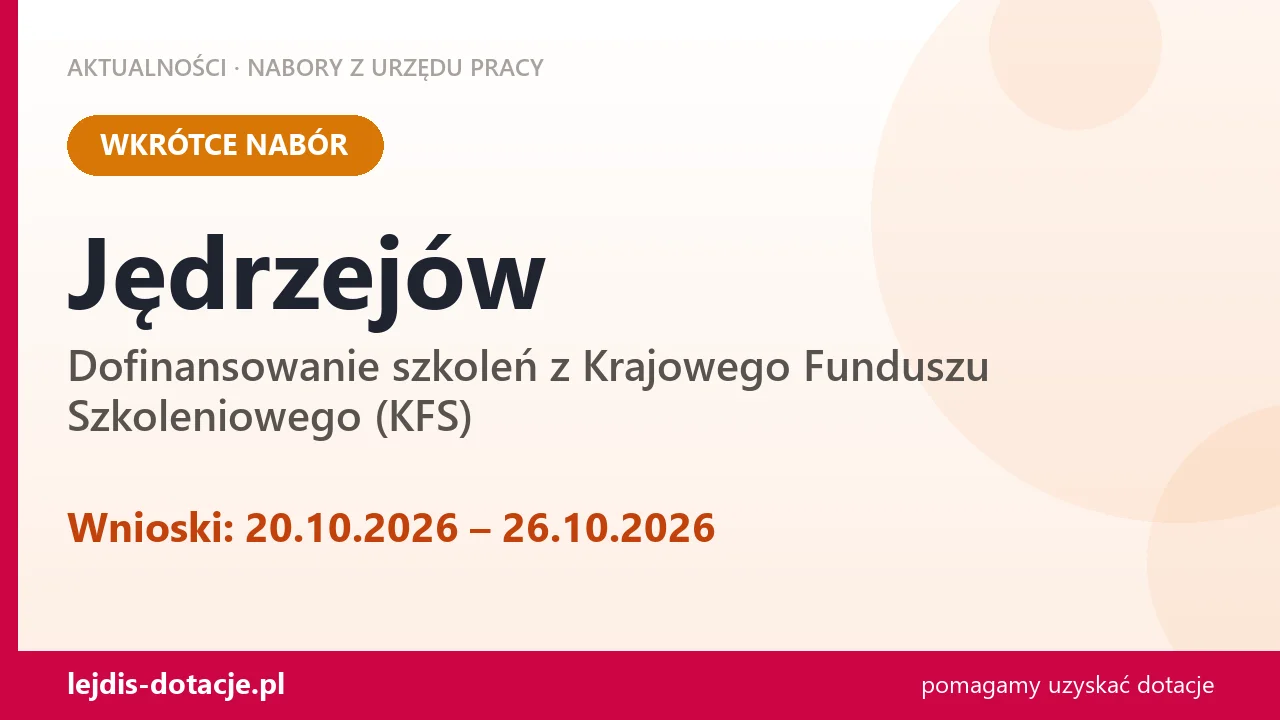 Jędrzejów: od 20.10.2026 rusza nabór na dofinansowanie szkoleń z KFS (20 października 2026)