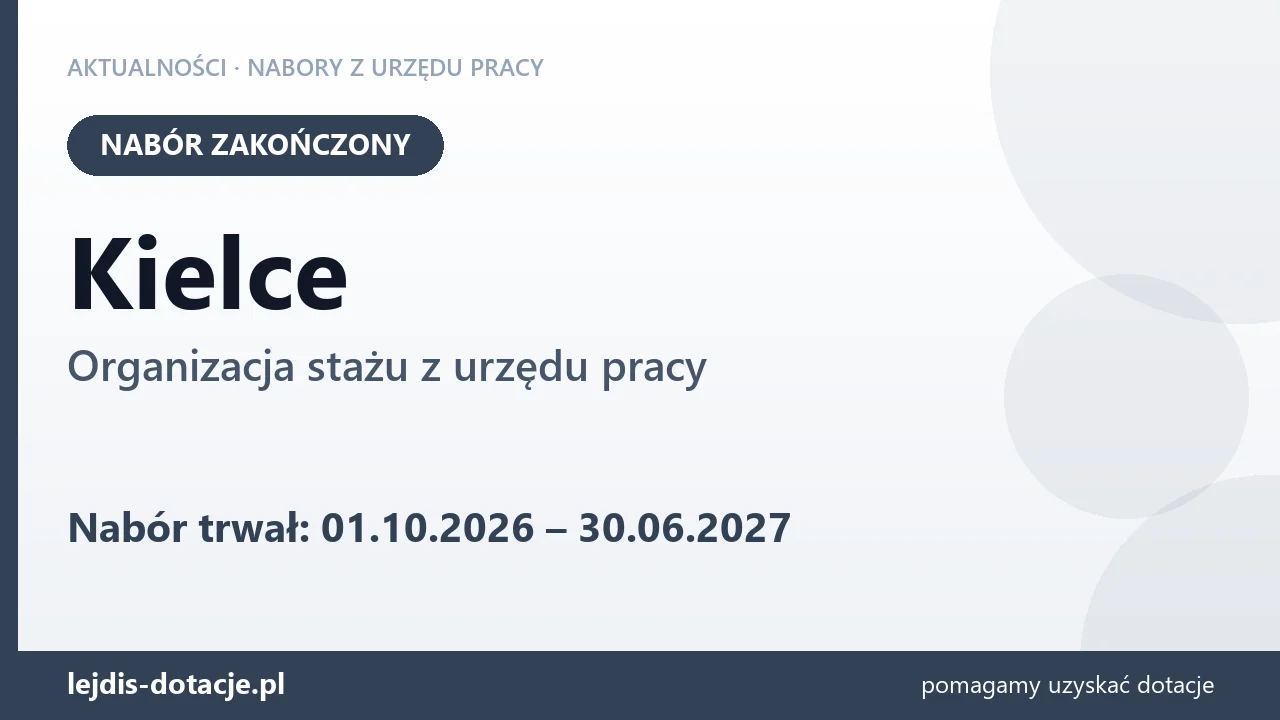 Kielce: nabór na organizację stażu zakończony (30 czerwca 2027)