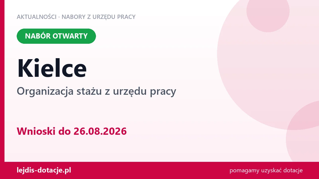 Kielce: trwa nabór na organizację stażu (26 sierpnia 2026)