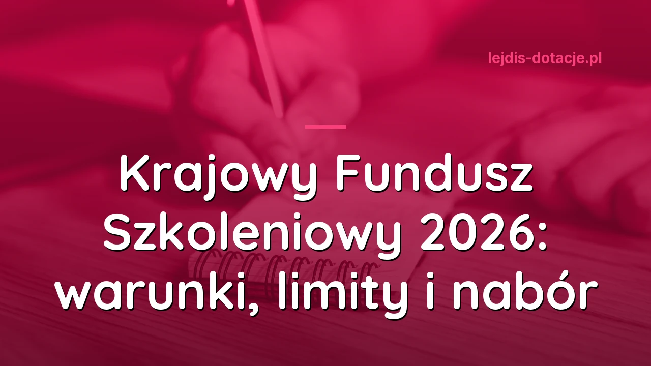 Krajowy Fundusz Szkoleniowy 2026: warunki, limity i nabór