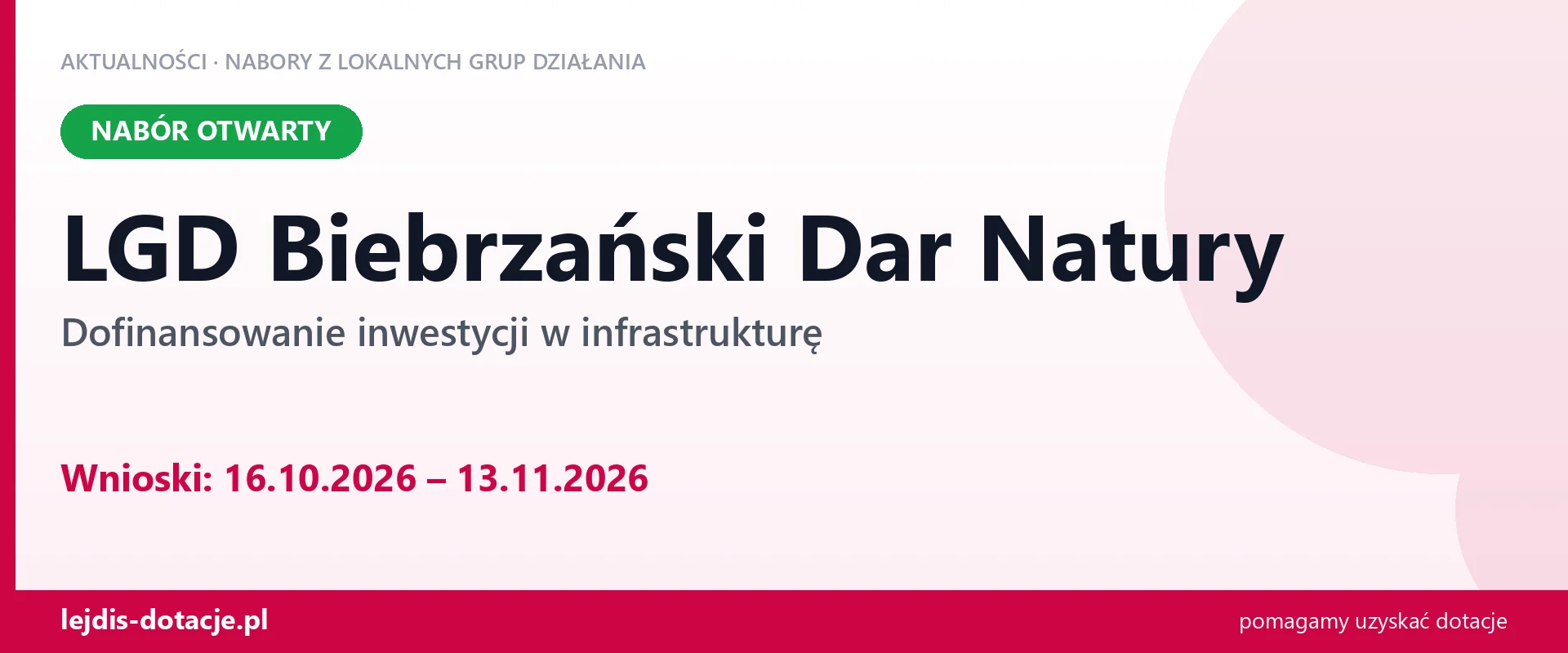 LGD Biebrzański Dar Natury: fizyczna odnowa przestrzeni publicznych (16 października 2026)