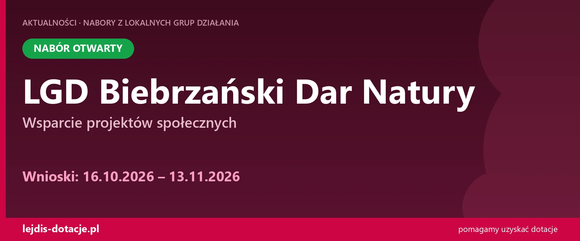 LGD Biebrzański Dar Natury: włączenie społeczne seniorów i młodych (16 października 2026)