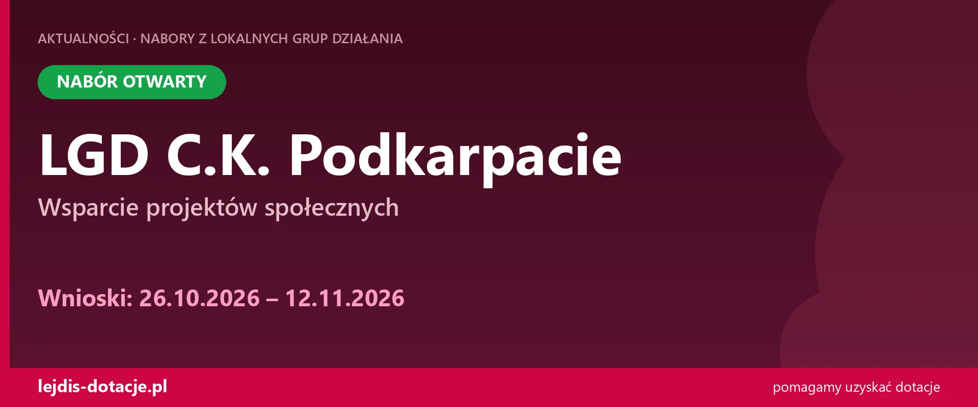 LGD C.K. Podkarpacie: dziedzictwo kulturowe, nabór do 12 listopada (26 października 2026)