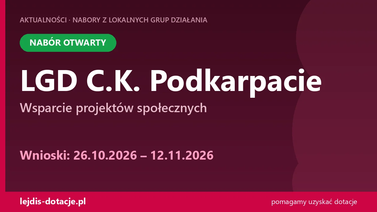 LGD C.K. Podkarpacie: dziedzictwo kulturowe, nabór do 12 listopada (26 października 2026)