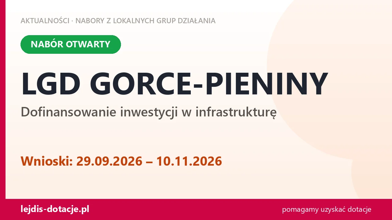 LGD GORCE-PIENINY: oferta turystyczna, nabór do 10 listopada (29 września 2026)