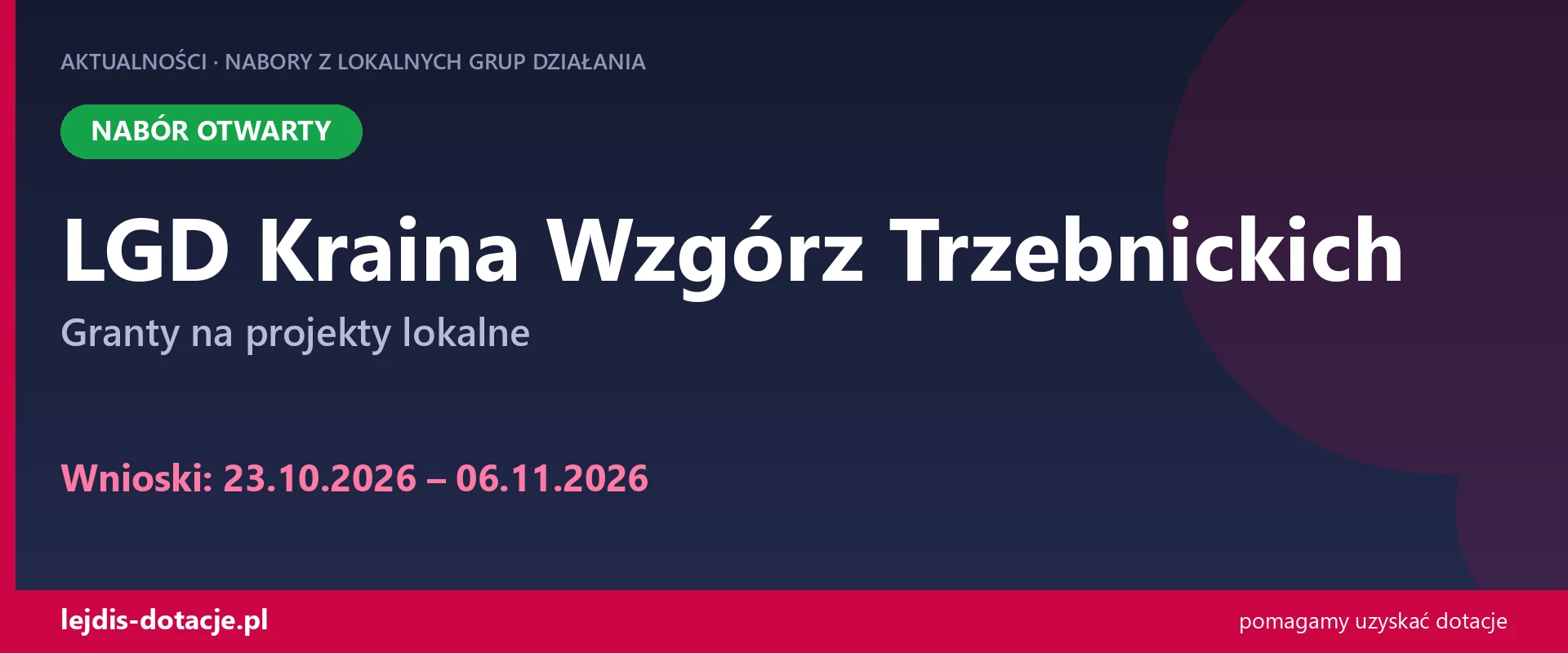 LGD Kraina Wzgórz Trzebnickich: granty na koncepcje Smart Village (23 października 2026)