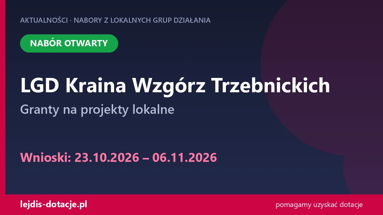 LGD Kraina Wzgórz Trzebnickich: granty na koncepcje Smart Village (23 października 2026)