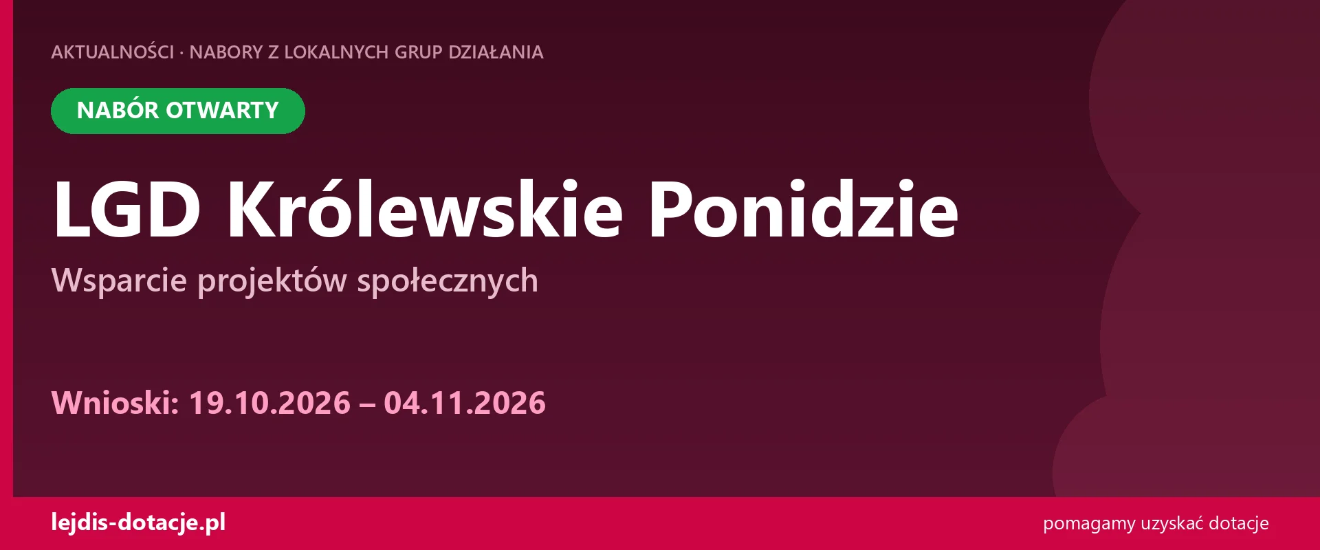 LGD Królewskie Ponidzie: nabór na edukację liderów i świadomość (19 października 2026)