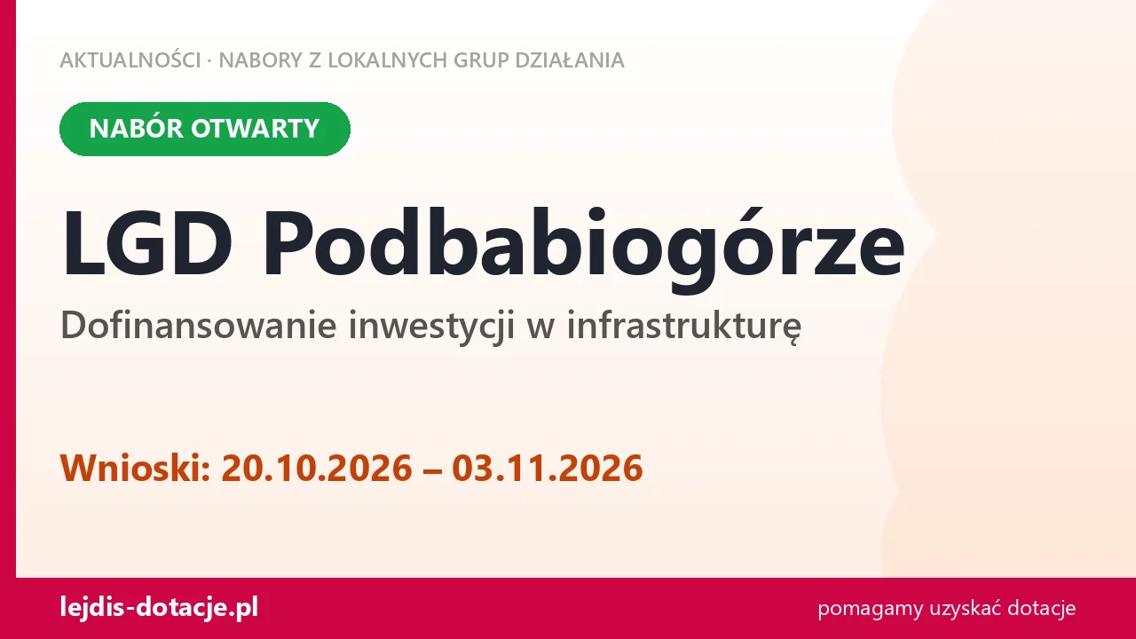 LGD Podbabiogórze: mała infrastruktura publiczna, do 3 listopada (20 października 2026)