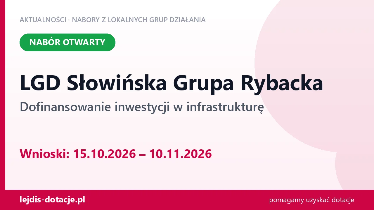 LGD Słowińska Grupa Rybacka: bezpieczne kąpieliska, nabór trwa (15 października 2026)