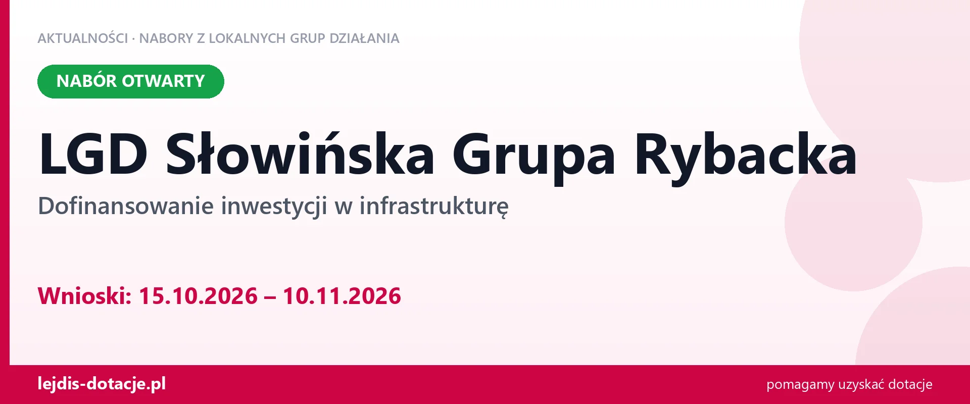 LGD Słowińska Grupa Rybacka: miejsca dla karawaningu, nabór trwa (15 października 2026)