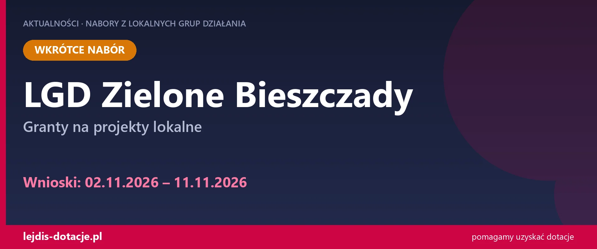LGD Zielone Bieszczady: granty na zajęcia z nauki jazdy na nartach (2 listopada 2026)