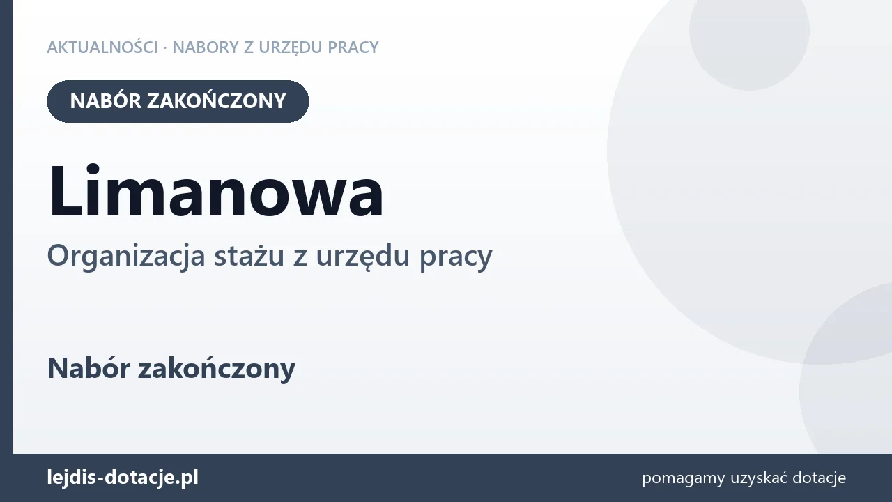 Limanowa: nabór na organizację stażu zakończony (27 lipca 2026)