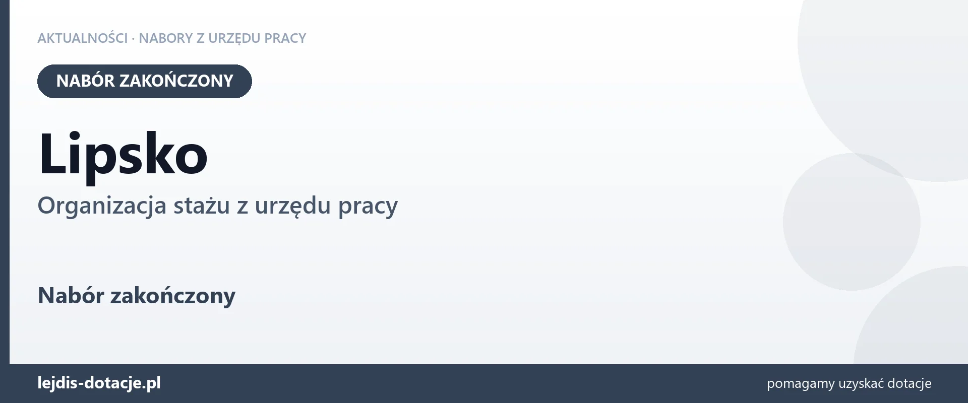 Lipsko: nabór na organizację stażu zakończony (6 sierpnia 2026)
