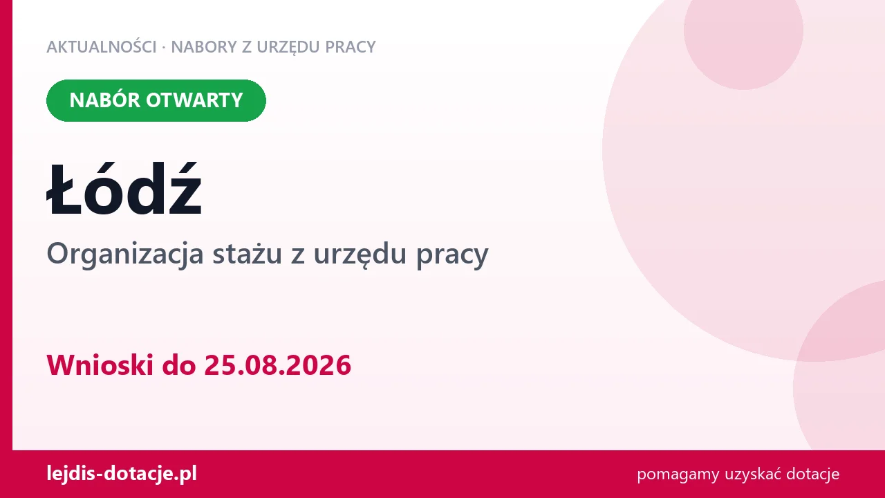 Łódź: trwa nabór na organizację stażu (25 sierpnia 2026)