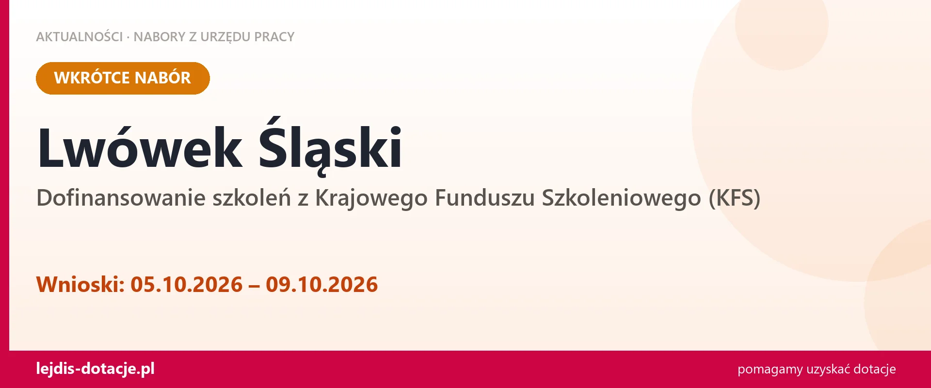 Lwówek Śląski: od 05.10.2026 rusza nabór na dofinansowanie szkoleń z KFS (5 października 2026)