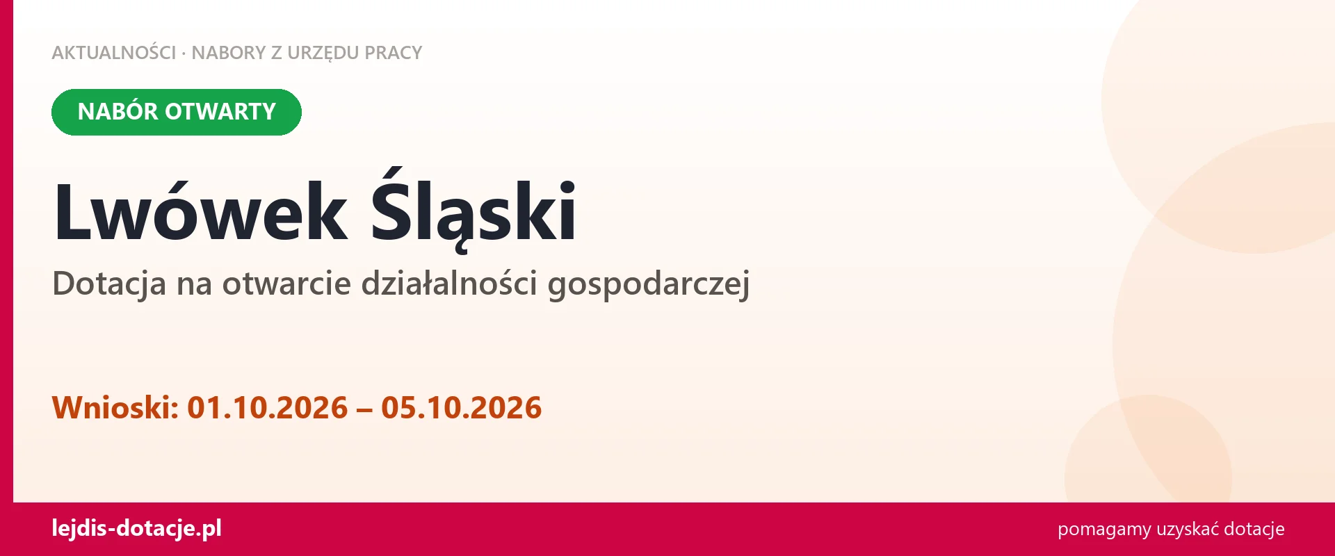 Lwówek Śląski: trwa nabór na dotację na otwarcie działalności gospodarczej (1 października 2026)