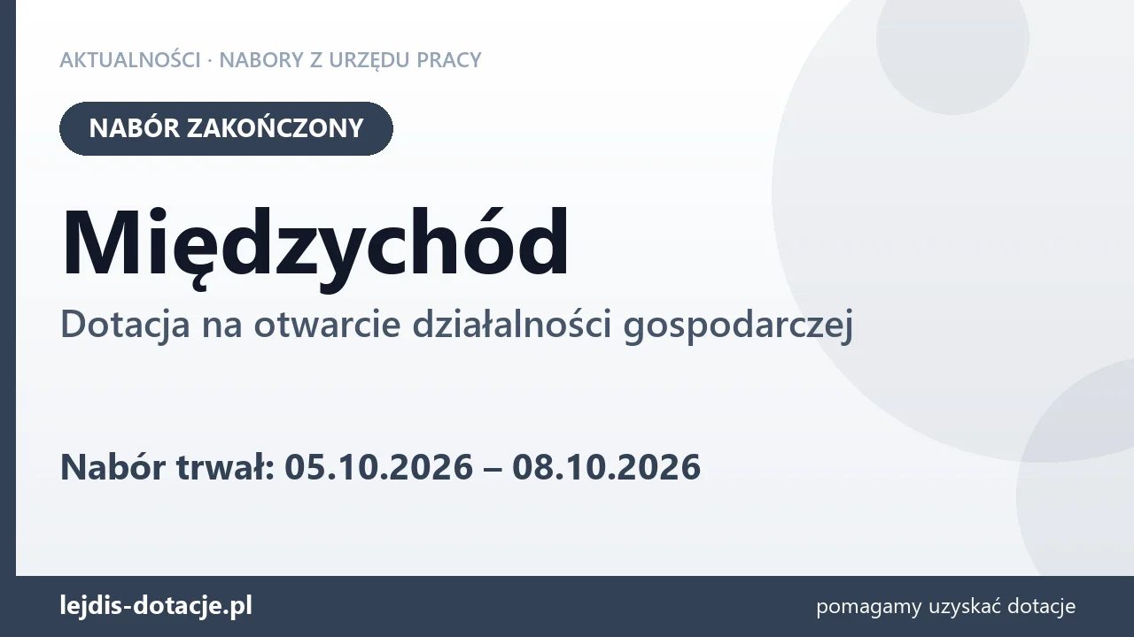Międzychód: nabór na dotację na otwarcie działalności gospodarczej zakończony (8 października 2026)