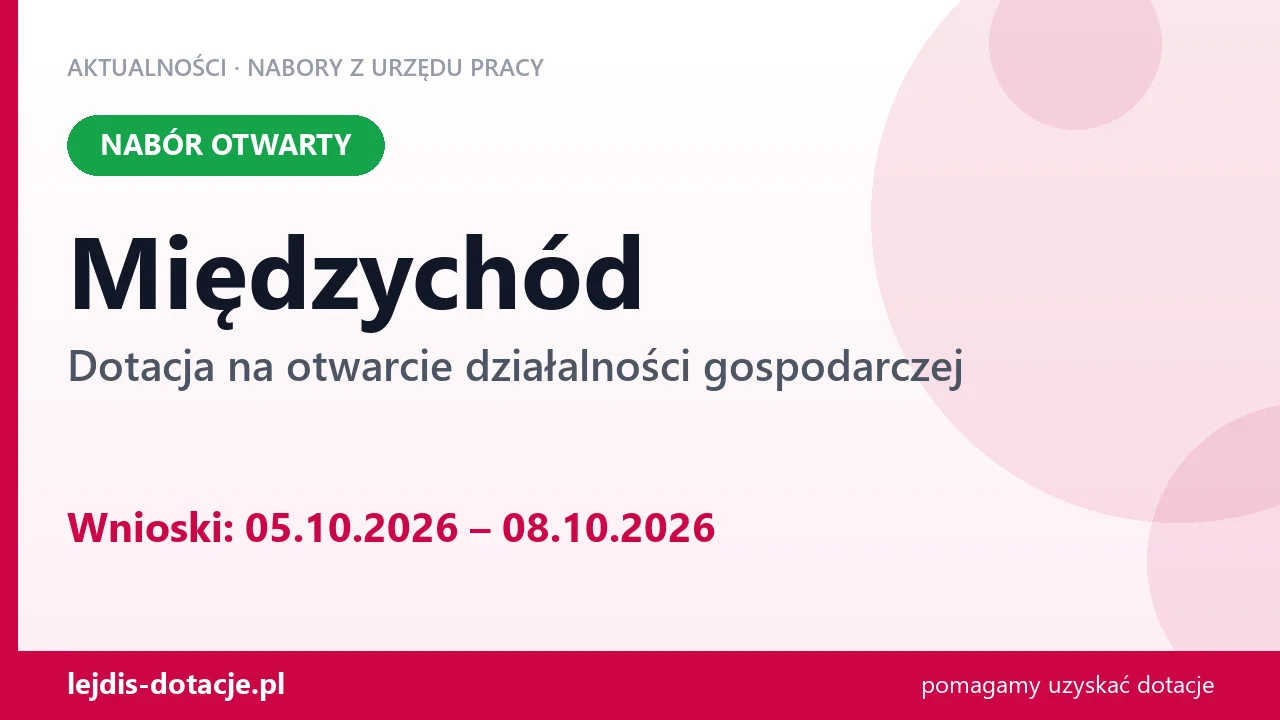 Międzychód: trwa nabór na dotację na otwarcie działalności gospodarczej (5 października 2026)