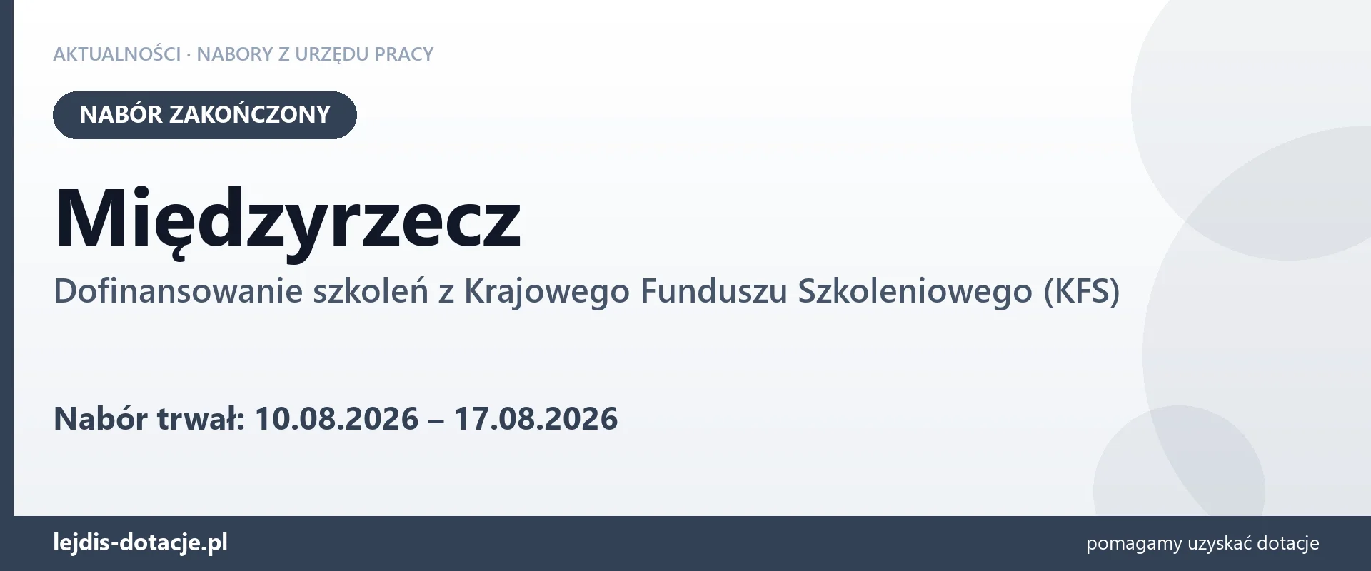 Międzyrzecz: nabór na dofinansowanie szkoleń z KFS zakończony (17 sierpnia 2026)
