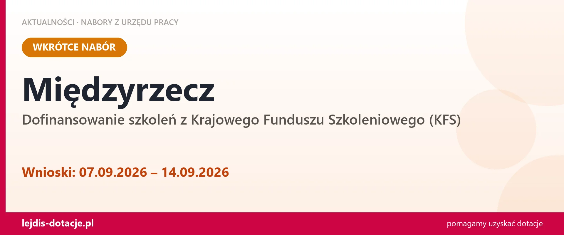 Międzyrzecz: od 07.09.2026 rusza nabór na dofinansowanie szkoleń z KFS (7 września 2026)