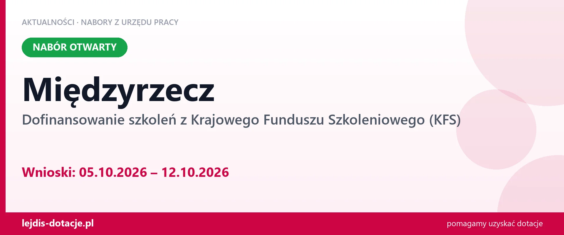 Międzyrzecz: trwa nabór na dofinansowanie szkoleń z KFS (5 października 2026)