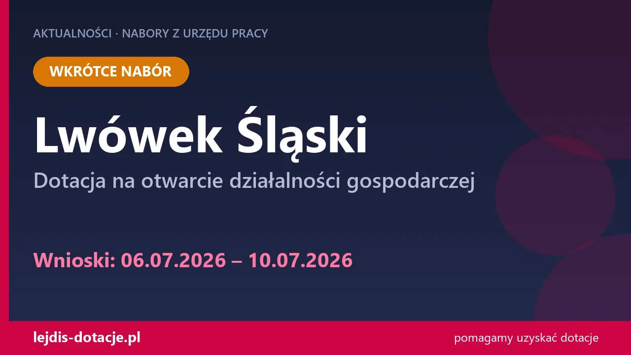 Nabór na dotacje w Lwówku Śląskim na otwarcie firmy (6 lipca 2026)