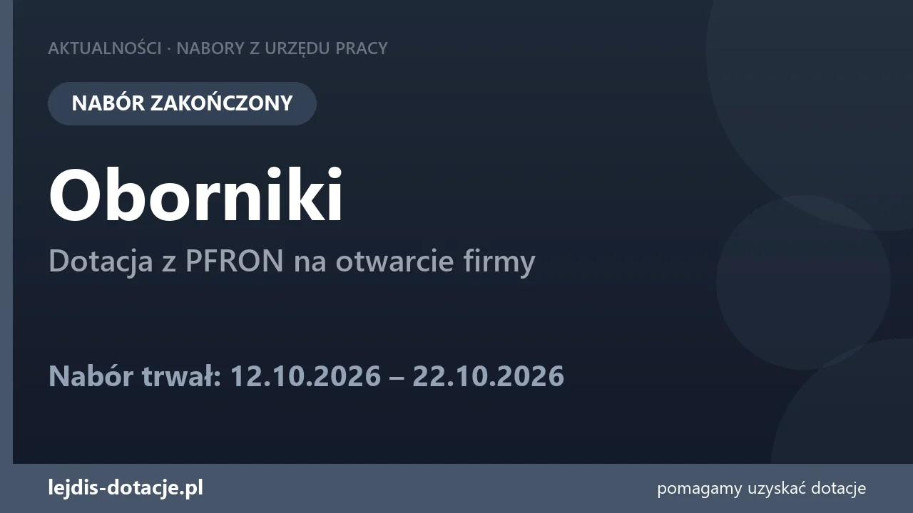 Oborniki: nabór na dotację z PFRON został zakończony (22 października 2026)
