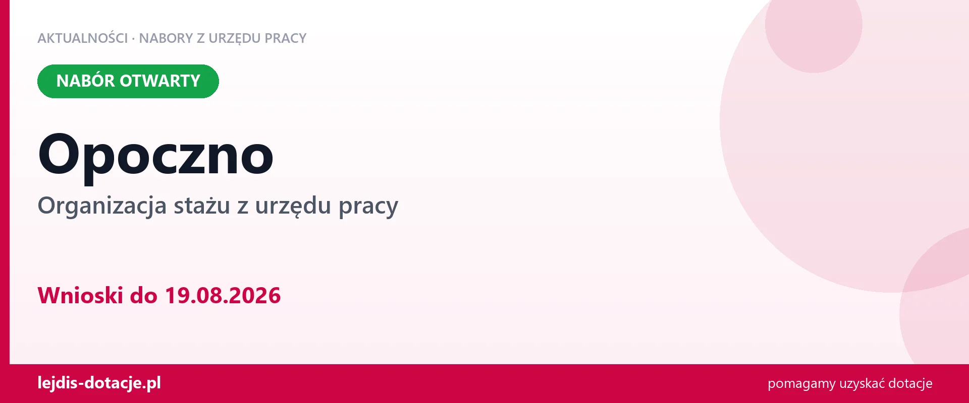 Opoczno: trwa nabór na organizację stażu (19 sierpnia 2026)