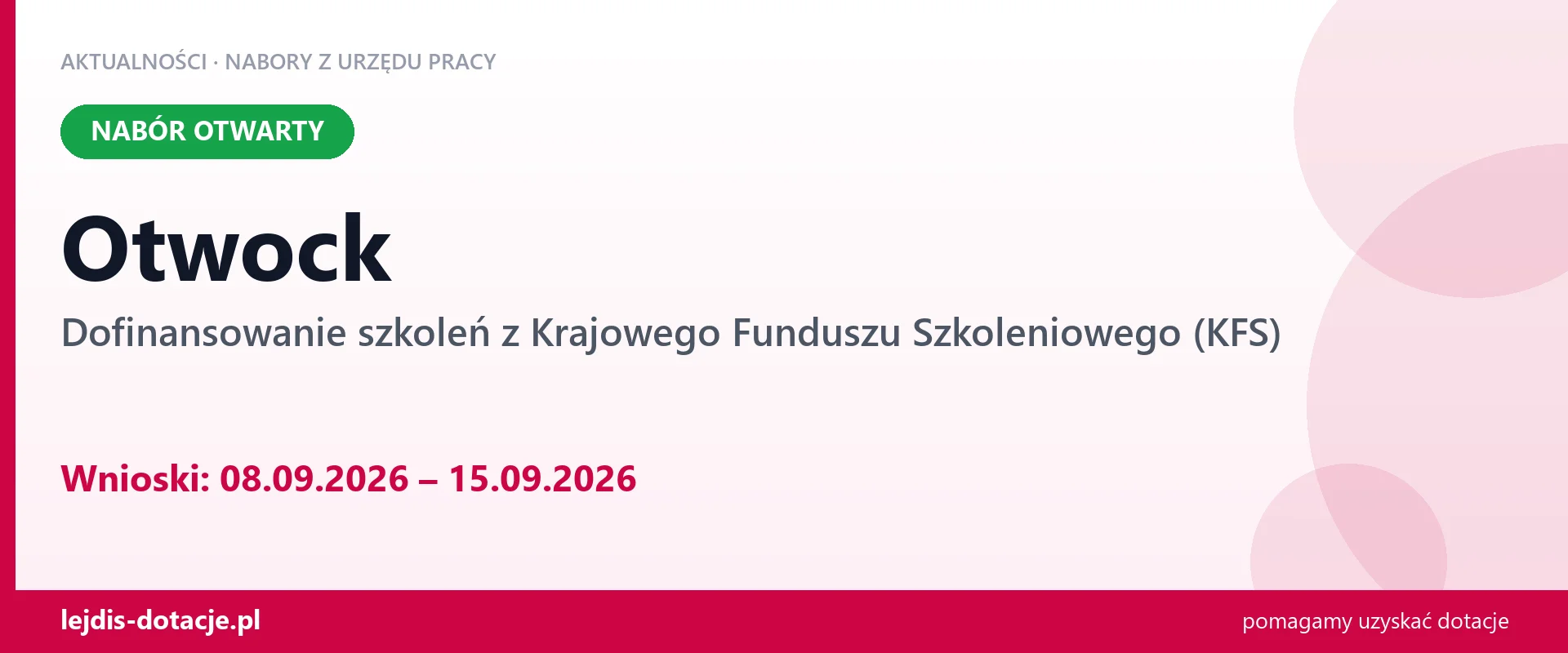 Otwock: trwa nabór na dofinansowanie szkoleń z KFS (8 września 2026)