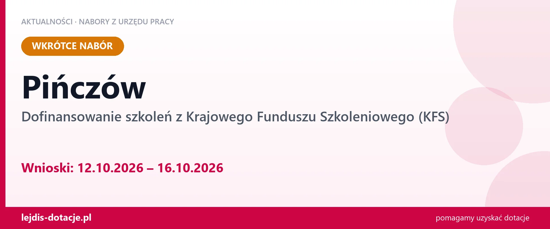 Pińczów: od 12.10.2026 rusza nabór na dofinansowanie szkoleń z KFS (12 października 2026)