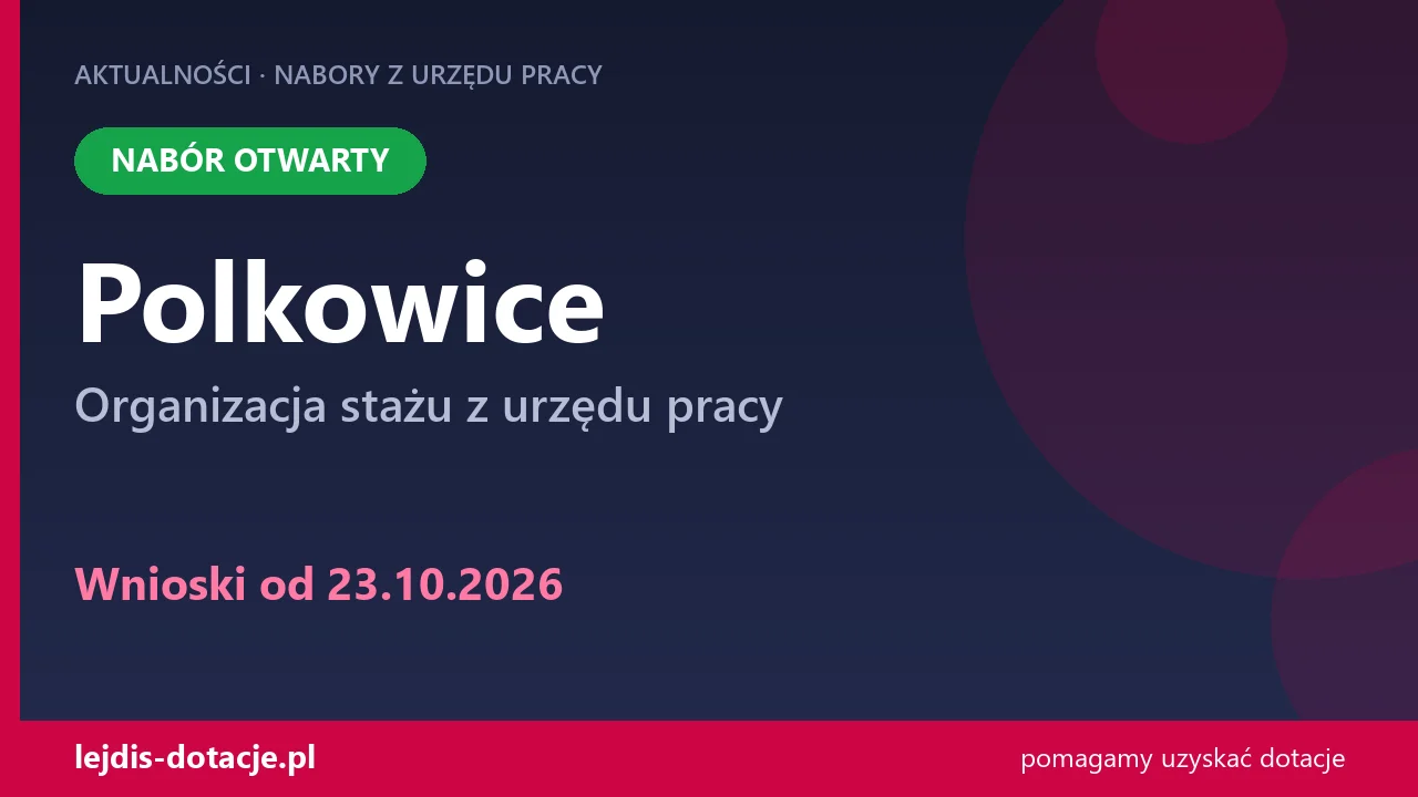 Polkowice: nabór wniosków o organizację staży w PUP (23 października 2026)