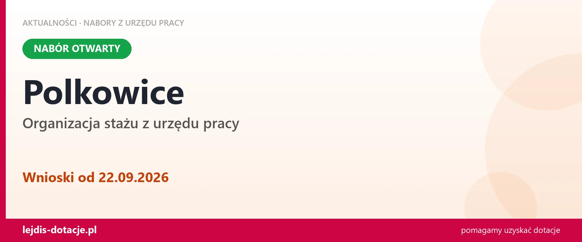 Polkowice: trwa nabór na organizację stażu (22 września 2026)