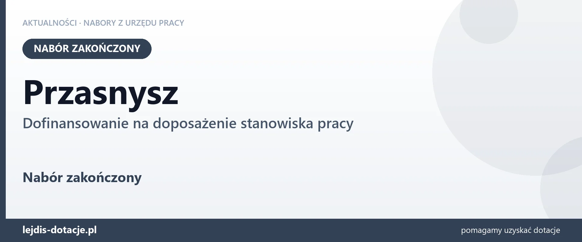 Przasnysz: nabór na dofinansowanie na doposażenie stanowiska pracy zakończony (18 sierpnia 2026)