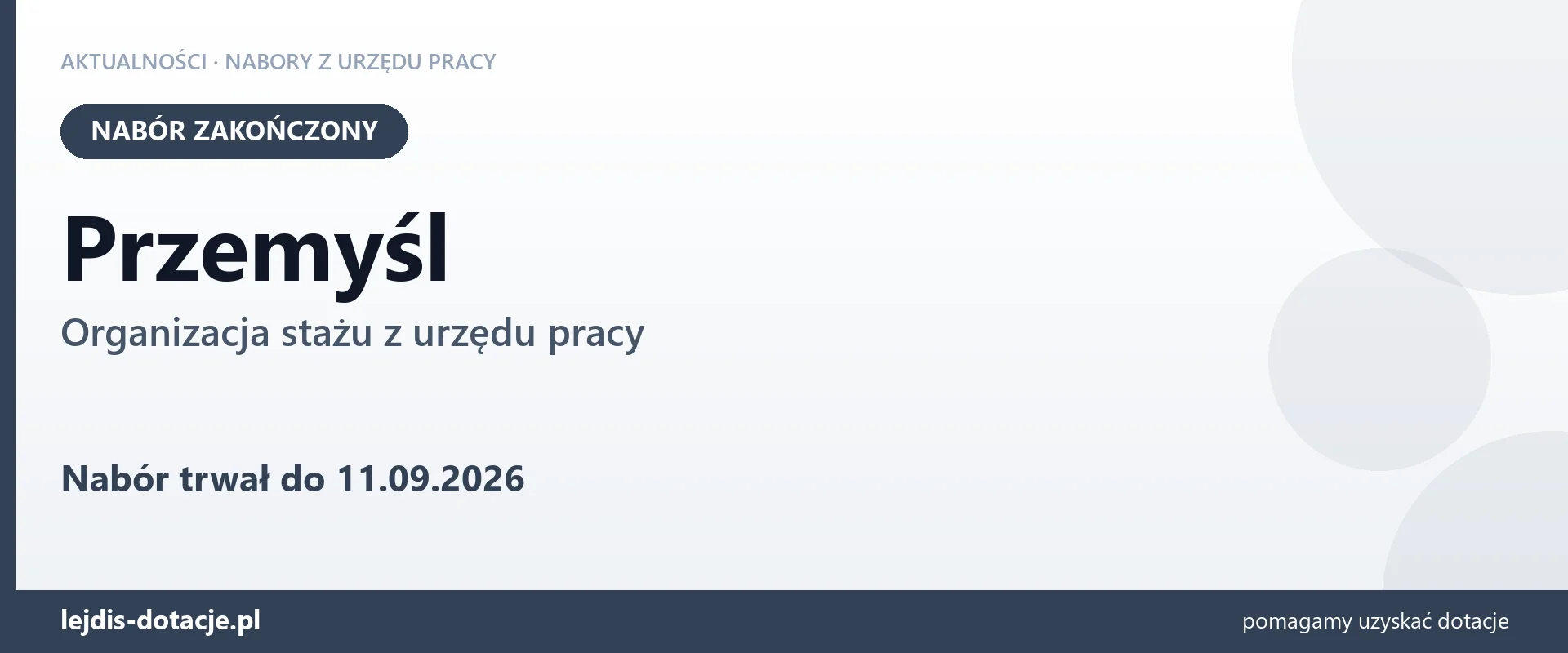 Przemyśl: nabór na organizację stażu zakończony (11 września 2026)