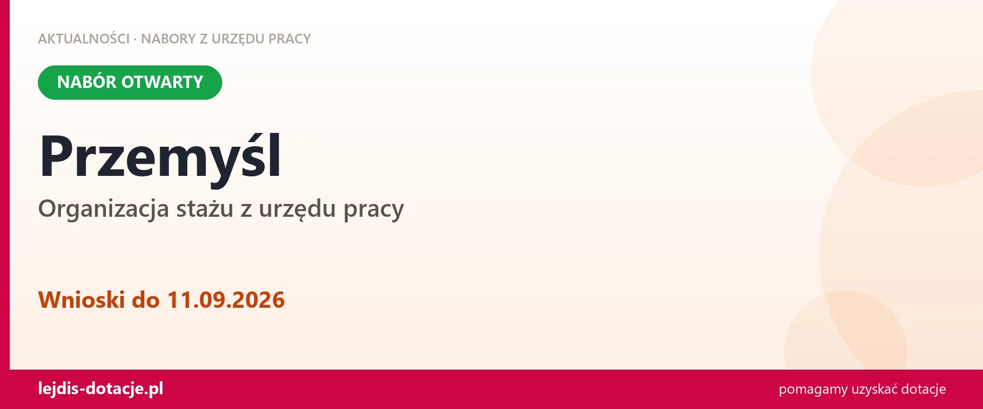 Przemyśl: trwa nabór na organizację stażu (11 września 2026)