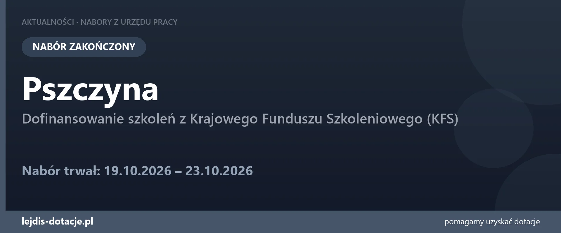 Pszczyna: nabór na szkolenia z KFS został zakończony (23 października 2026)