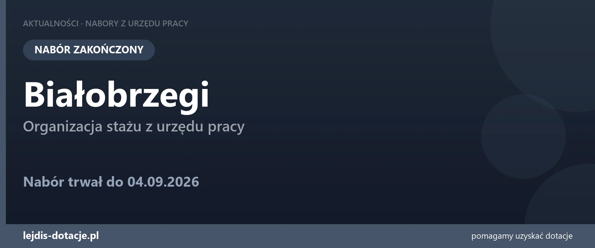 PUP Białobrzegi zakończył nabór — organizacja stażu z urzędu pracy (4 września 2026)