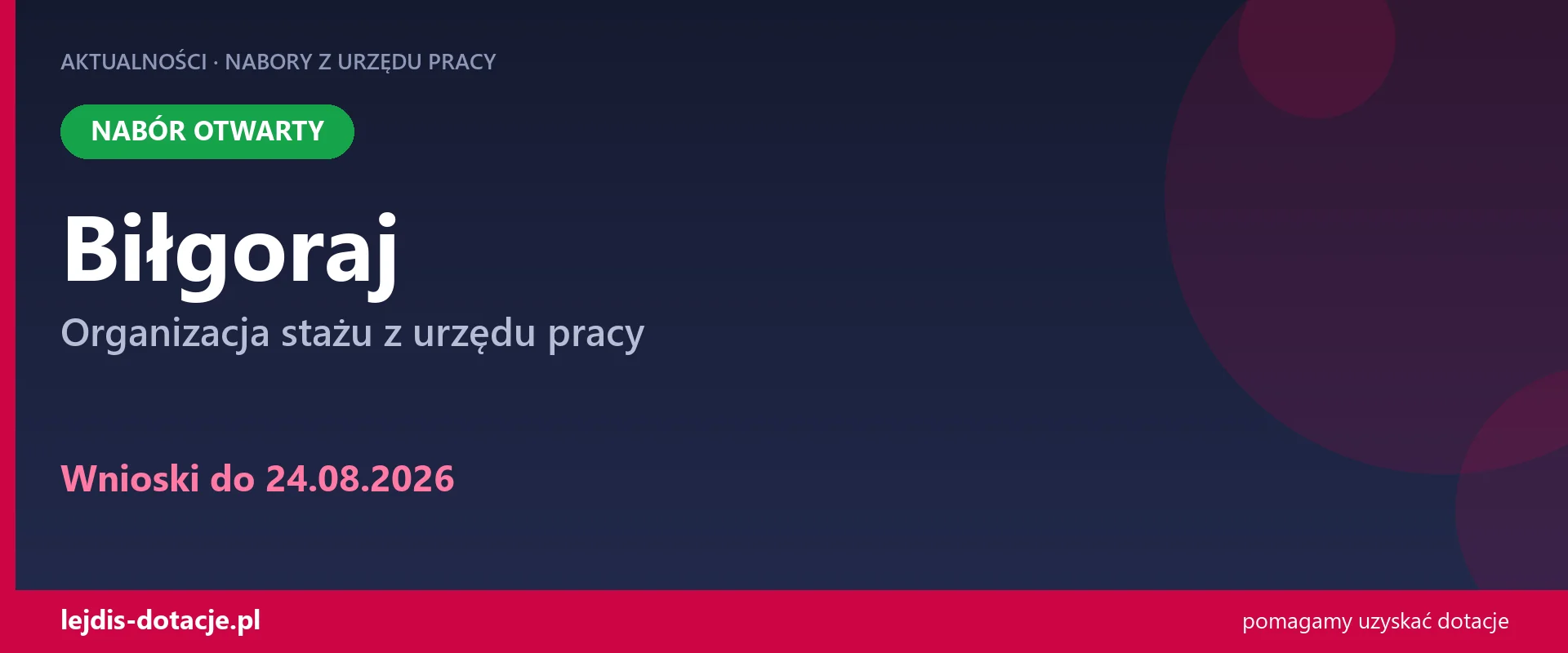 PUP Biłgoraj przyjmuje wnioski — organizacja stażu z urzędu pracy (24 sierpnia 2026)